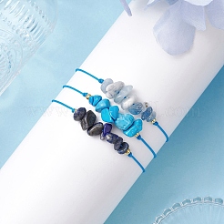 30 bracelet tressé en perles de pierres précieuses naturelles&nbsp;BJEW-JB11146