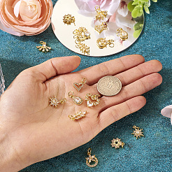 Pendenti con pavé di zirconi cubici in ottone con placcatura in ottone da 16 pz&nbsp;KK-TA0001-44