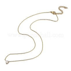 Colliers avec pendentifs triangulaires en acier inoxydable 304 et zircone cubique pour femmes&nbsp;NJEW-Z064-02G