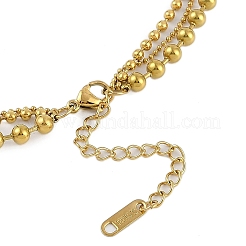 Colliers multicouches à chaîne à billes en acier inoxydable pour femmes&nbsp;NJEW-D088-02G-01