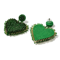 Ohrhänger aus Glasperlen zum St. Patrick's Day&nbsp;LS-EJEW-F327-01C