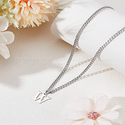 1 collar con colgante de letra de acero inoxidable 304&nbsp;NJEW-LP0001-33W-P