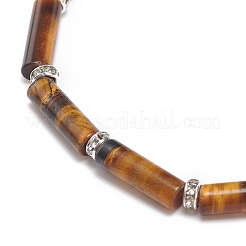 Pulsera elástica con cuentas de columna de ojo de tigre natural&nbsp;BJEW-JB08989-04