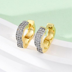 Pendientes de aro de latón con micro circonitas y cubic zirconia transparente&nbsp;EJEW-H158-16A-GP