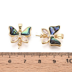 Messing mit Zirkonia und Abalone-Muschel&nbsp;KK-T079-42G