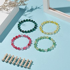 Braccialetto elasticizzato con perline di agata naturale tinta&nbsp;BJEW-JB09179