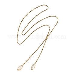 Verstellbare Lariat-Halskette mit geometrischer Quaste aus Messing und naturweißen Muscheln&nbsp;NJEW-JN06259