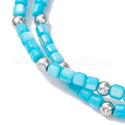 3 Stück 3 Farben natürliche Süßwasser-Muschelperlen doppellagige Stretch-Armbänder für Frauen&nbsp;BJEW-JB12124