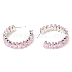 Boucles d'oreilles rondes en zircone cubique&nbsp;EJEW-Q7710-01P