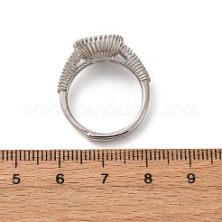 Runde verstellbare Ringfassungen aus Messing mit Mikropflaster und klarem Zirkonia&nbsp;KK-D378-35P