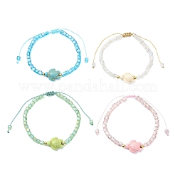 Armbänder aus farbig plattiertem Glas und gefärbten synthetischen Türkisperlen&nbsp;BJEW-JB13853