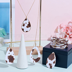 Collar con colgante de lágrima de piel sintética con estampado de vaca&nbsp;JX529J
