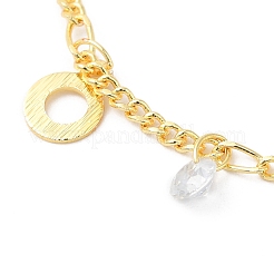 Messing-Donut- und klare Zirkonia-Charm-Armbänder für Damen&nbsp;BJEW-G672-08G