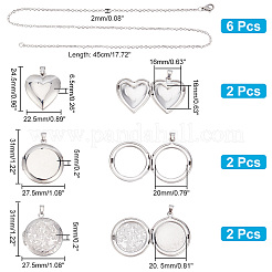 Juego de collares con medallón fotográfico de acero inoxidable 304 con forma de corazón&nbsp;NJEW-UN0001-37