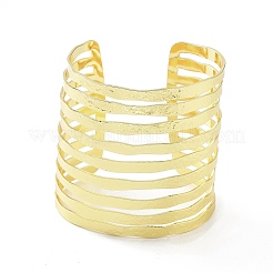 Gestellplattierte Messing-Armreifen mit ausgehöhlten breiten Drahtmanschetten für Damen&nbsp;BJEW-D032-05G