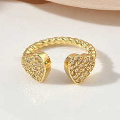Anillos abiertos de latón con micro pavé de circonita cúbica&nbsp;RJEW-C163-03B-G