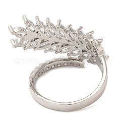 Bague manchette ouverte épi de blé en zircone cubique&nbsp;RJEW-M151-01P