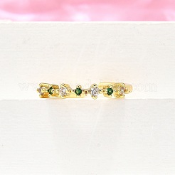 Anelli per polsini da donna in ottone con micro pavé di zirconi cubici&nbsp;RJEW-H247-31G