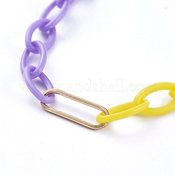 Personalisierte zweifarbige abs kunststoff kabelkette halsketten&nbsp;NJEW-JN02825-04