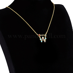 Colliers avec pendentifs initiaux en laiton doré&nbsp;NJEW-S069-JN002-W