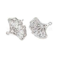 Ginkgoblatt Messing Micro Pave klare Zirkonia Ohrstecker&nbsp;KK-F921-07P