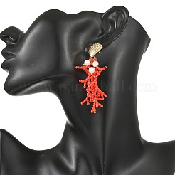 Boucles d'oreilles à tige en perles de verre pour femmes&nbsp;EJEW-MZ00781-01