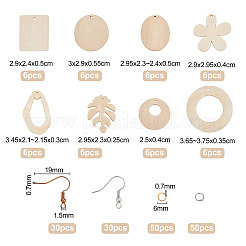 Kits de fabrication de boucles d'oreilles pendantes en bois non teinté à faire soi-même&nbsp;DIY-NB0005-88