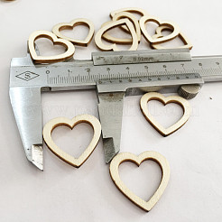 Rebanadas de discos en forma de corazón de madera sin terminar&nbsp;WOCR-PW0001-014C