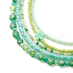 Set di collane di perline di fiori e semi di vetro in argilla polimerica 5 pz 5 per donna&nbsp;NJEW-JN04011