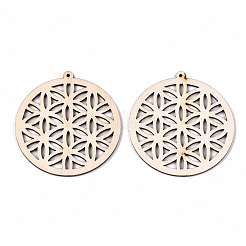 Grands pendentifs en bois creux naturels non teints&nbsp;WOOD-N007-100