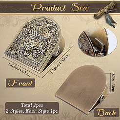 2 Satz 2 Stile tibetischen Stil Zinklegierung dekorative Binder Clips&nbsp;FIND-CP0003-02