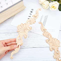 Artisanat d'applique onlay sculpté en bois massif naturel&nbsp;WOOD-FH0001-37