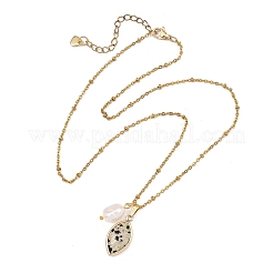 Collana da donna con ciondolo a forma di occhio di cavallo sfaccettato in acciaio inossidabile 304&nbsp;NJEW-JN06261-02