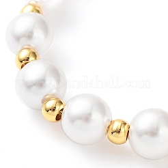 Braccialetto con perline rotonde di perle di plastica&nbsp;BJEW-F463-02G