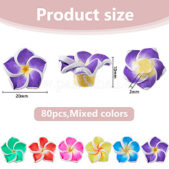 80pcs handgefertigte Fimo 3d Blume Plumeria Perlen&nbsp;CLAY-DC0001-18A