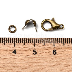 Karabinerverschlüsse aus Zinklegierung & Endperlenspitzen aus Messing & Biegeringe – Schmuckzubehör-Sets&nbsp;DIY-GO0002-21AB