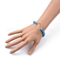 Bracelets ronds en perles extensibles synthétiques turquoise (teints)&nbsp;BJEW-JB05408-04