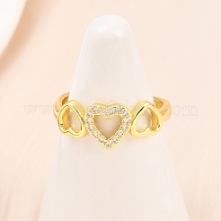 Manschettenringe aus Messing mit Mikropavé-Zirkonia für Damen&nbsp;RJEW-Z113-26G