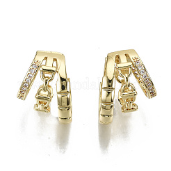 Boucles d'oreilles manchette en laiton zircon cubique transparent&nbsp;EJEW-S201-237G-NR