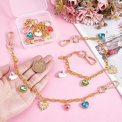 3 pz colorato ciondolo a forma di cuore in alluminio con catena decorativa per borsa&nbsp;HJEW-NB00270