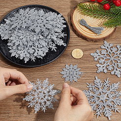 36 pz di decorazioni pendenti in plastica a forma di fiocco di neve&nbsp;DIY-CP0013-33B