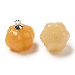 Dijes de calabaza de jade y topacio natural con pasadores de latón en tono platino&nbsp;G-C158-06P-02