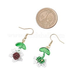 Boucles d'oreilles pendantes en perles de verre de tournesol avec acier inoxydable 304&nbsp;EJEW-MZ00532-03
