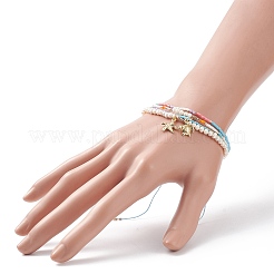Set di braccialetti elastici con perline di semi di vetro e perle naturali in stile 4 pz&nbsp;BJEW-JB08893