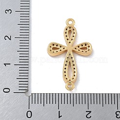 Breloques de connecteur de fleur en zircone cubique transparente en laiton plaqué or micro pavé&nbsp;KK-A234-062G