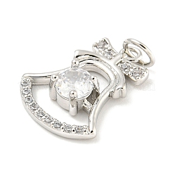 Ciondoli in ottone con placcatura a cremagliera con micro pavé di zirconi chiari&nbsp;KK-B093-24P