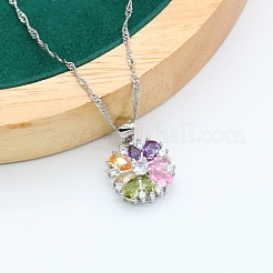 Collane con ciondolo in ottone con pavé di zirconi cubici e orecchini e set di anelli e bracciali a maglie per donna&nbsp;FS-WG38B31-03