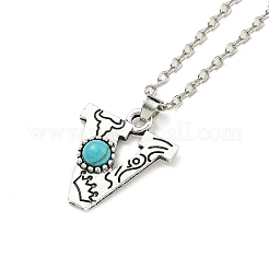 Lettre a ~ z en alliage plaqué argent antique avec colliers à pendentif turquoise synthétique&nbsp;NJEW-G080-01V
