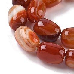 Hebras de cuentas de ágata natural con bandas/ágata rayada (teñidas y calentadas)&nbsp;G-H324-01G
