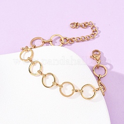 Braccialetti a catena con maglie rotonde in acciaio inossidabile 304 per donna&nbsp;BJEW-F536-02G